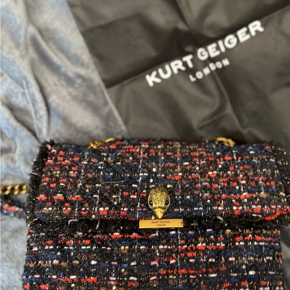 Kurt Geiger Handbags - Kurt Geiger London Kensington Tweed Chain Shoulder Bag Multicolor Eagle Clasp
